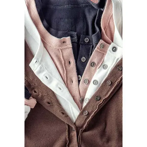 Ribbed Henley Long Sleeve Top - Picture 6 of 7